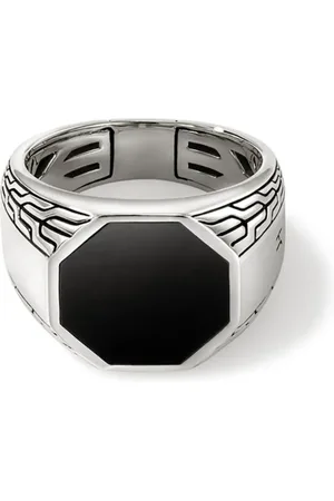 John Hardy Anillo de sello en plata de ley con ónix