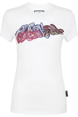 Philipp Plein Playera con detalles de cristal