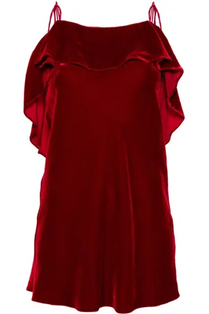 PNK Vestido corto de terciopelo con volantes