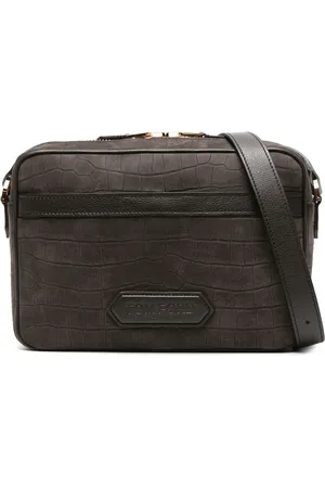Tom Ford Mochila tipo mensajero con efecto de piel de cocodrilo