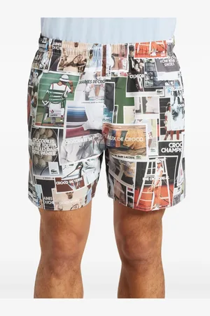 Lacoste Shorts de playa con estampado de collage