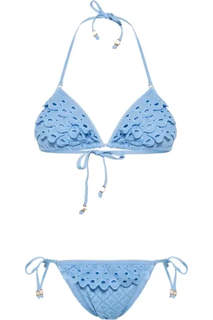 Twin-Set Top de bikini con bordado inglés