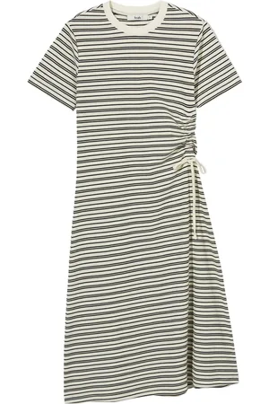 B+AB Vestido midi con rayas estampadas