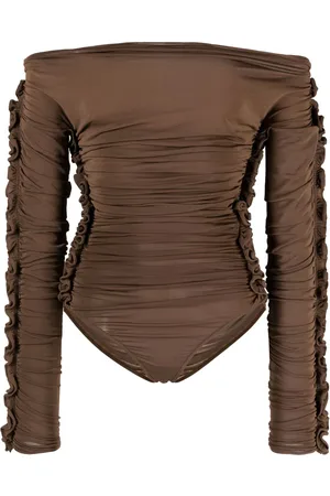 Saint Laurent Body drapeado con hombros descubiertos