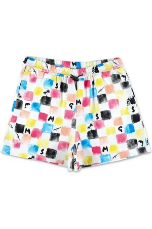 Msgm Shorts deportivos con cuadros estampados