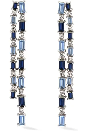 Lark & Berry Aretes Blue Dahlia Tennis en plata de ley con zafiro