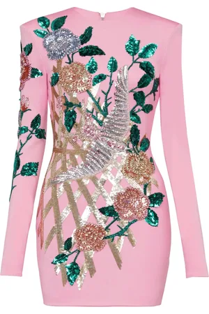 Balmain Vestido corto manga larga con lentejuelas
