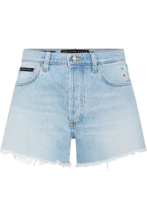Philipp Plein Shorts de mezclilla con aplique del logo