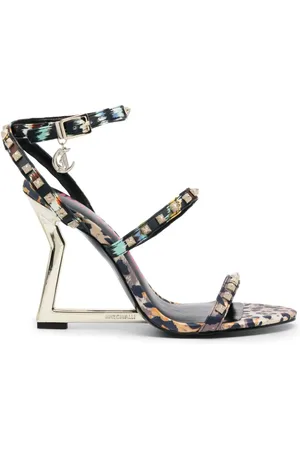 Roberto Cavalli Sandalias con estampado de leopardo y tacón de 115mm