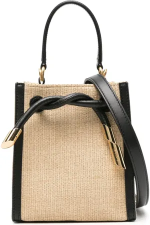 Lanvin Tote de rafia con logo grabado