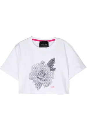 John Richmond Top corto con rosas estampadas