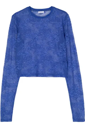 Patrizia Pepe Top corto con diseño transparente y encaje floral