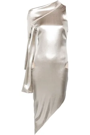 GENNY Vestido midi con diseño asimétrico y aberturas