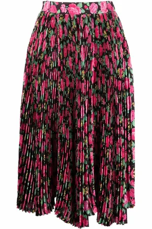 Balenciaga Falda de seda plisada con estampado floral