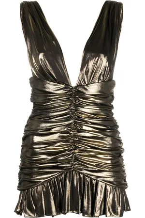 Saint Laurent Vestido corto fruncido