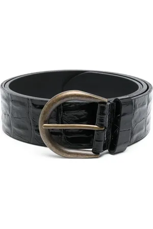 Saint Laurent Cinturón con efecto piel de cocodrilo