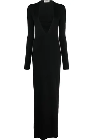 Saint Laurent Vestido largo con escote pronunciado