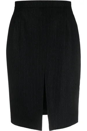 Saint Laurent Falda con cintura alta y estampado de rayas diplomáticas