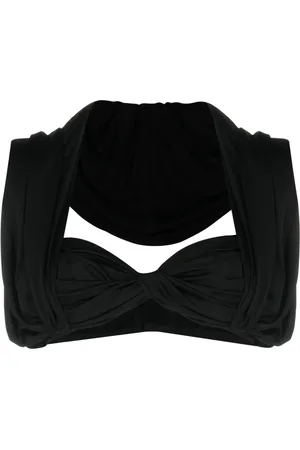 Saint Laurent Top corto con tira ancha y diseño fruncido