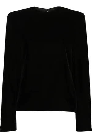 Saint Laurent Blusa de terciopelo con hombreras