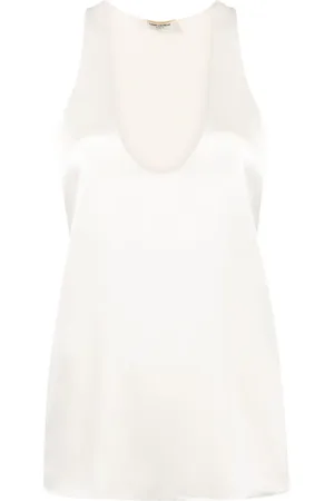 Saint Laurent Blusa de seda con acabado satinado