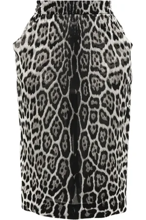 Saint Laurent Falda de seda con estampado de leopardo