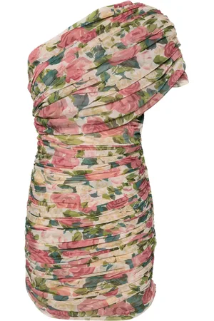Saint Laurent Vestido corto de tul con estampado de flor