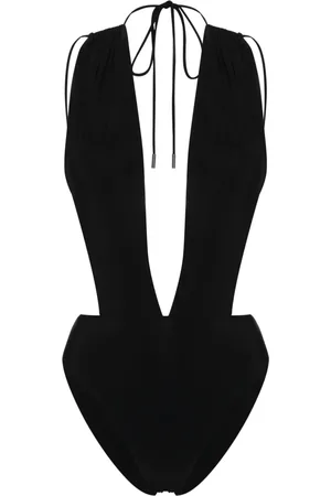 Saint Laurent Traje de baño con espalda abierta y cuello en V