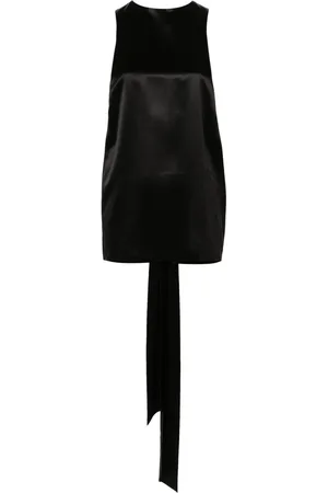 Saint Laurent Camiseta de seda con detalle de moño