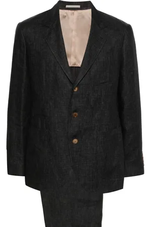 Brunello Cucinelli Traje con tejido melange y botones
