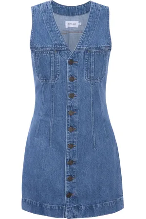 Frame Vestido corto de mezclilla Sleeveless Trucker
