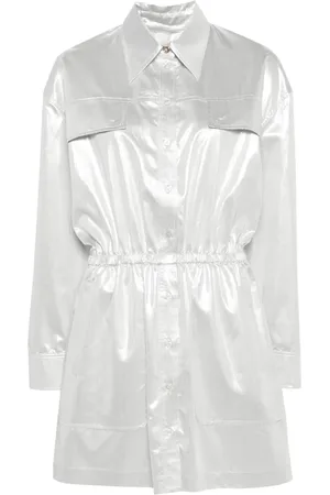 Pinko Vestido camisero con acabado metalizado