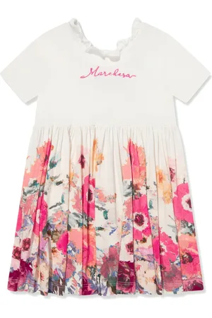Marchesa Notte Vestido con motivo floral y logo bordado