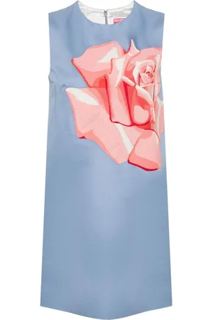 Kenzo Vestido corto con rosa bordada