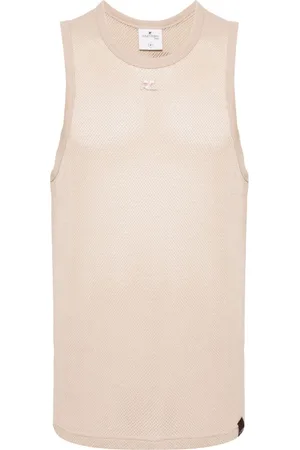Courrèges Top de malla con logo bordado