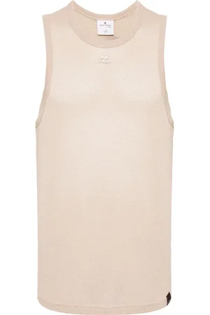 Courrèges Top de malla con logo bordado