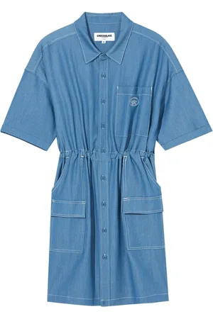 Chocoolate Vestido camisero de mezclilla con cordón