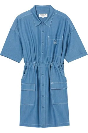 Chocoolate Vestido camisero de mezclilla con cordón