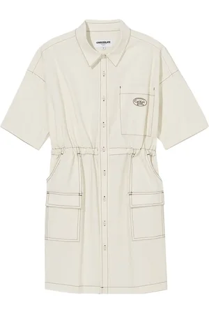 Chocoolate Vestido camisero de mezclilla con cordón