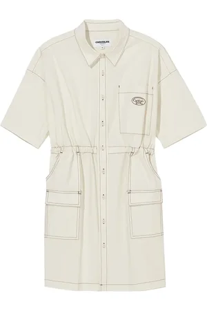 Chocoolate Vestido camisero de mezclilla con cordón