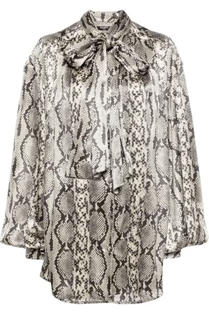 Balmain Blusa de seda con estampado de piel de serpiente