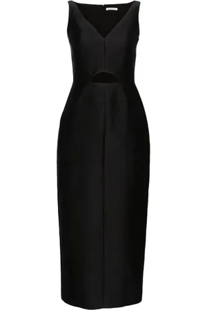 EMILIA WICKSTEAD Vestido midi con aberturas y cuello en V