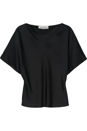 Rohe Blusa satinada con cuello barco