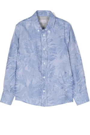 Brunello Cucinelli Camisa con palmeras estampadas