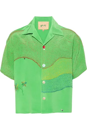 Glass Cypress Camisa de seda con bordado curo