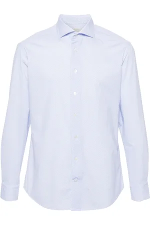 Traiano Milano Camisa con cuello italiano y lunares estampados