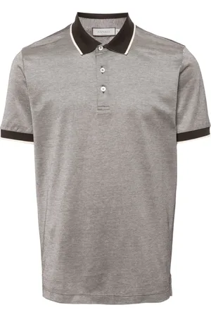 CANALI Playera tipo polo de piqué con ribete en contraste