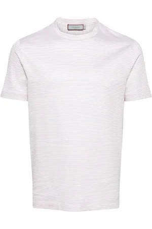 CANALI Playera con cuello redondo y rayas estampadas