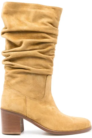 Via Roma Botas de gamuza fruncida con tacón de 65mm