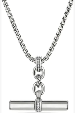 David Yurman Dije Lexington E/W Barrel en plata de ley con diamante de 32mm